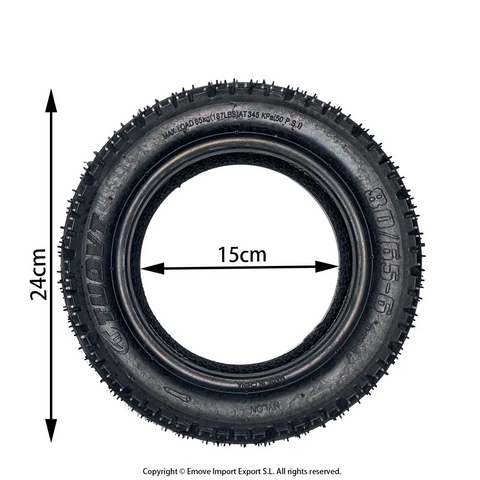Pneu Tubeless Renforcé 80/65-6 (10x3) Bitume Pour Trottinette Électrique Dualtron Victor Kaabo Mantis